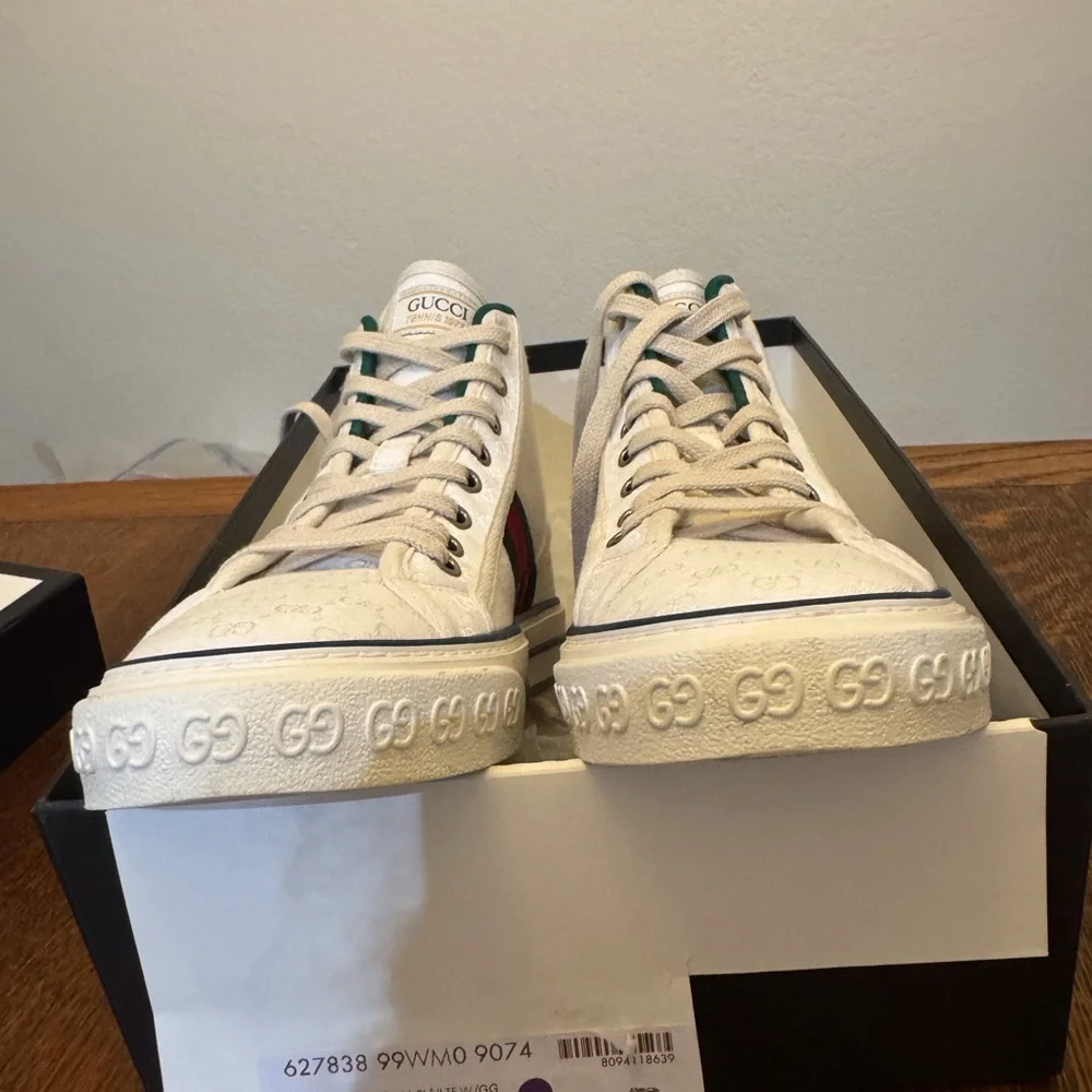 Authentic Women’s Gucci Tennis 1977 Mini GG High Tops White Canvas Sz 38 - Picture 10 of 16